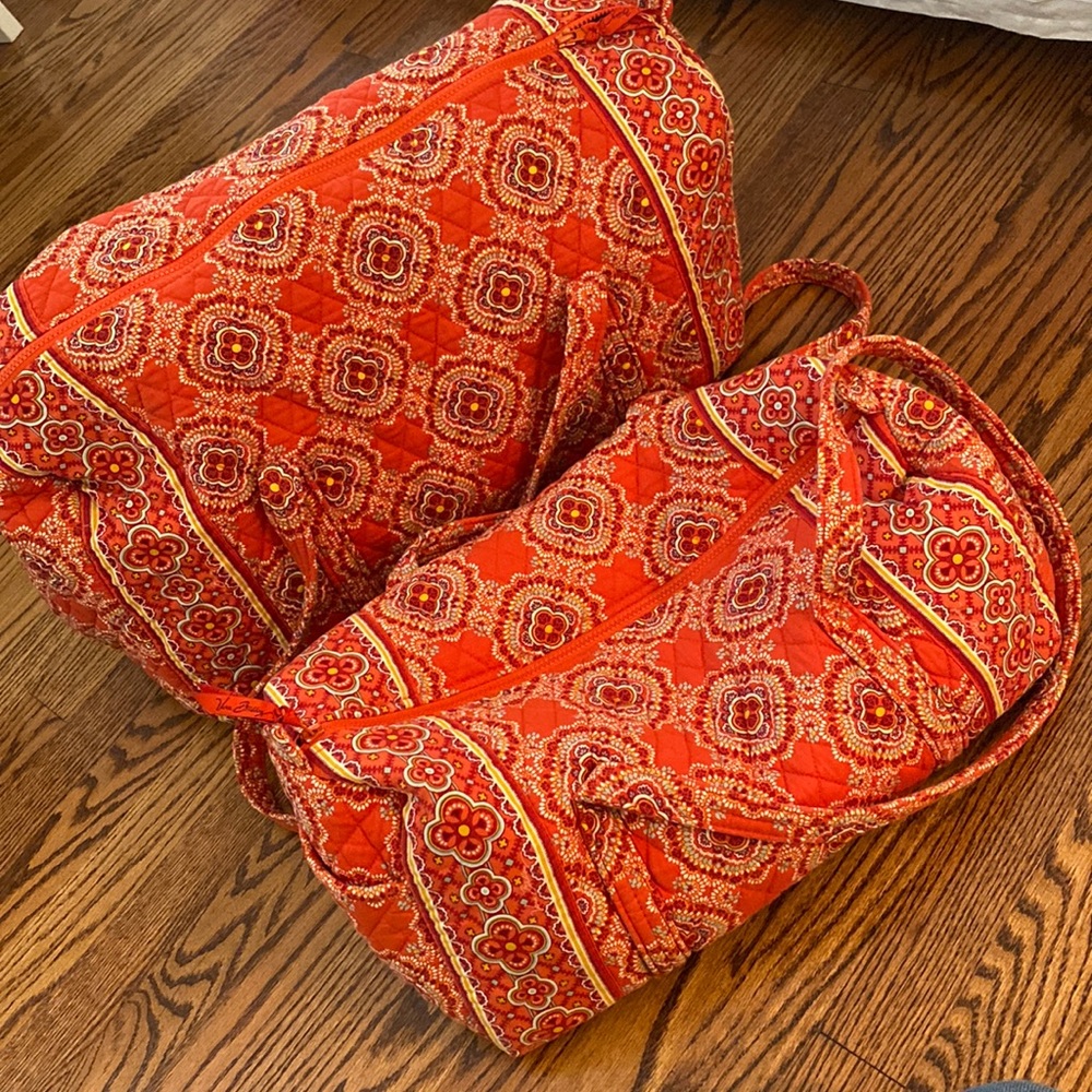 Large and Small Orange Vera Bradley Duffles- great condition!